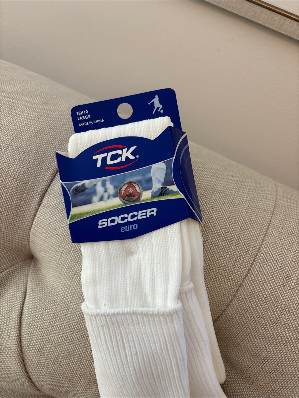TC White Men's Soccer Euro Crew Athletic Socks